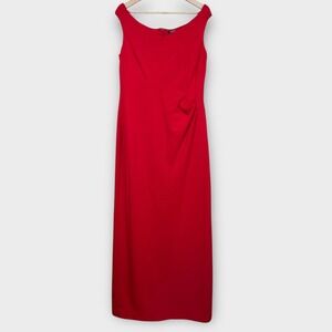Lauren Ralph Lauren‎ Red Off The Shoulder Full Length Formal Gown Side Slit 14